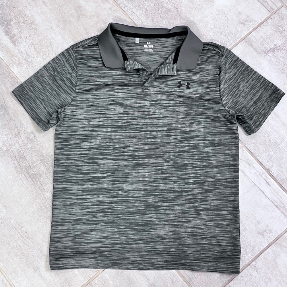 Under Armour Youth Gray Short Sleeve Polo Shirt Athletic‎ Top YLG